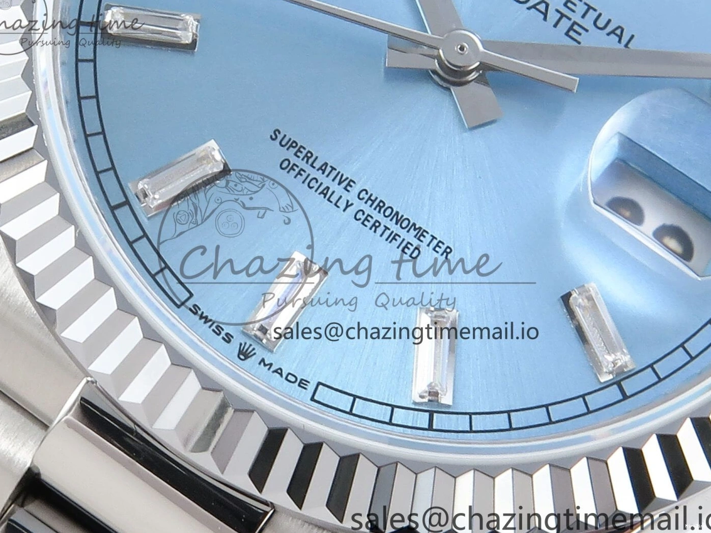 MiroTime 0404 Day Date 36 YG 128236 KF 1:1 Best Edition Ice Blue Crystal Dial on President Bracelet A2836 (Gain Weight) Modern 500